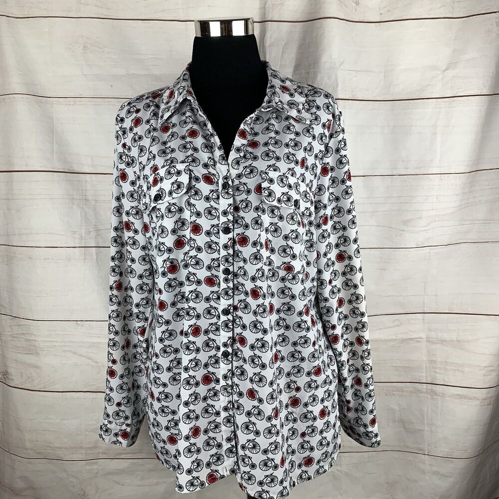 Coral Bay Shirt Blouse Collar Roll-up Long-sleeved pockets Bikes Retro